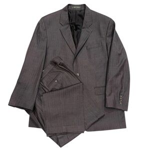 Lauren Ralph Lauren 2-Pc Suit Pure Wool Made in Canada Grey Striped 44L / 38x30